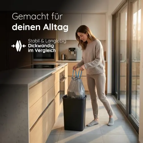 Novaliv 2er Set Mülleimer 25L ohne Deckel Anthrazit, Offener Papierkorb Abfalleimer für Küche Haushalt Büro Gewerbe, Müll Eimer Bin Abfallbehälter Kunststoff Mülltonne Eckig Made in Germany