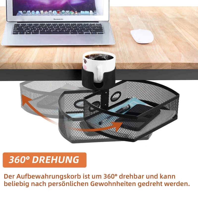 Unterbau Schublade 360 Drehbar Rutschfest mit Auslaufsichere Becher