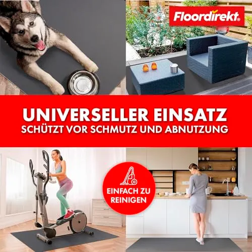 Floordirekt Bodenschutzmatte 90 x 120 cm, Dunkelgrau - mit abgeschrägter Kante - Bürostuhl Unterlage aus PVC, Bodenschutz, Unterlegmatte, Schutzmatte für Laminat, Parkett, Hartböden (Kleopatra)