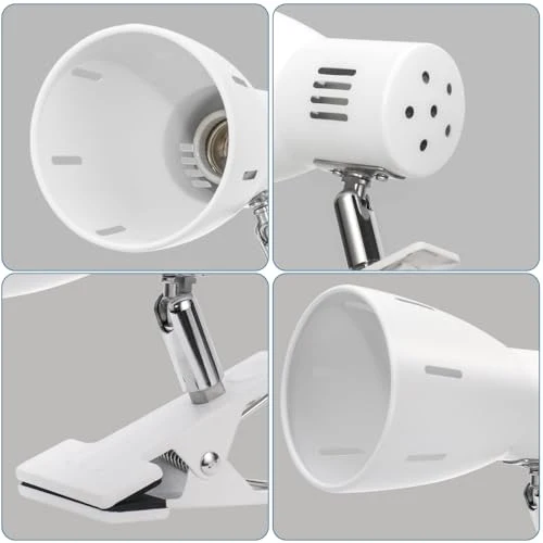 Milpoel Klemmleuchte, Verstellbare Schreibtischlampe mit E27-Fassung, Klemmlampe für Lesen im Bett, Arbeiten und Lernen, Schlankes und Leichtes Design, E27-Birne Separat Erhältlich (Weiß)