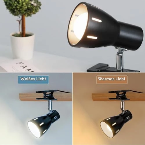 Milpoel Klemmleuchte, Verstellbare Schreibtischlampe mit E27-Fassung, Klemmlampe für Lesen im Bett, Arbeiten und Lernen, Schlankes und Leichtes Design, E27-Birne Separat Erhältlich (Weiß)