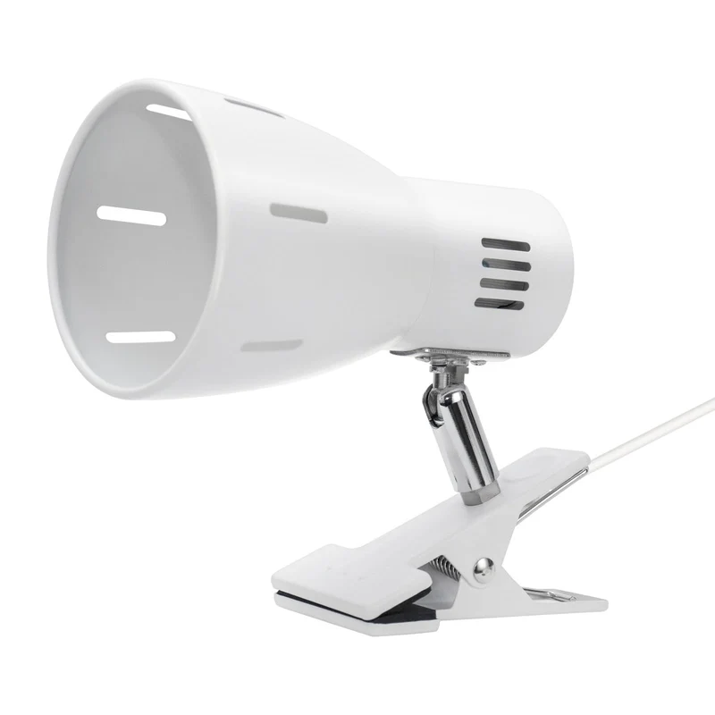 Milpoel Klemmleuchte, Verstellbare Schreibtischlampe mit E27-Fassung, Klemmlampe für Lesen im Bett, Arbeiten und Lernen, Schlankes und Leichtes Design, E27-Birne Separat Erhältlich (Weiß)