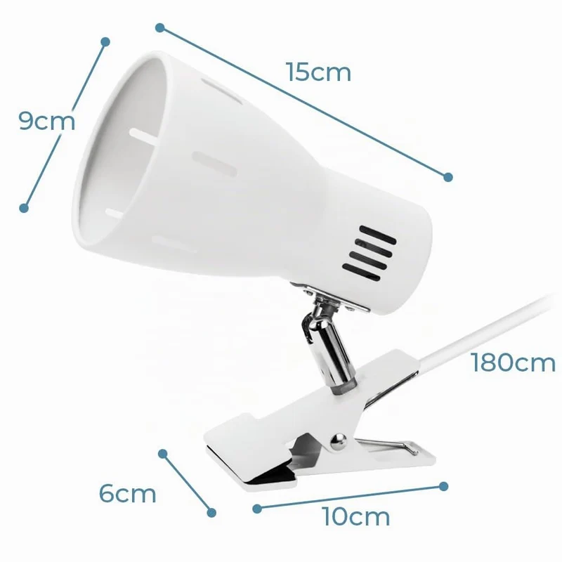 Milpoel Klemmleuchte, Verstellbare Schreibtischlampe mit E27-Fassung, Klemmlampe für Lesen im Bett, Arbeiten und Lernen, Schlankes und Leichtes Design, E27-Birne Separat Erhältlich (Weiß)