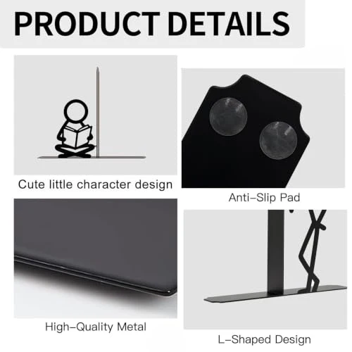 Buchstütze, Metall Buchstützen mit Lesefigur Design, Originell für Schwere Bücher, Dekorativer Buchhalter für Bücherregal Schreibtisch Zuhause, Geschenk für Buchliebhaber, Stil 3