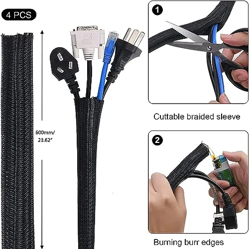 SOULWIT Kabelmanagement Kit, 4 Kabelschläuche, 7 Silikon Kabelhalter, 20+2 Kabelbinder Selbstklebend, 37 Kabelklemmen Groß, 100 Kabelbinder, 20 Kabelschelle Nagelschellen, 10 Klebesockel für TV PC