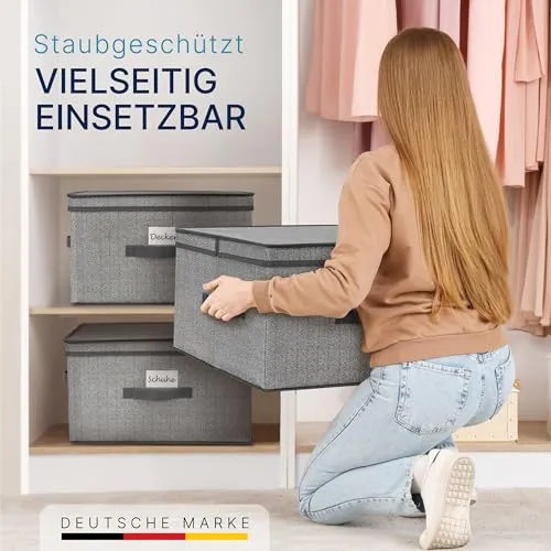 TOPP4u 2er Set große Aufbewahrungs-Box 50L mit Deckel, 2 Fächer 40x50x25cm
