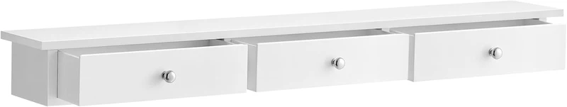 SONGMICS Wandregal mit 3 Schubladen, 15 x 80 x 10 cm, bis 15 kg belastbar