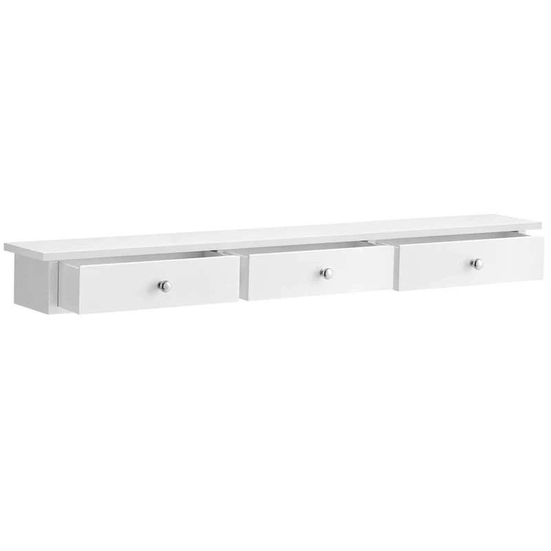 SONGMICS Wandregal mit 3 Schubladen, 15 x 80 x 10 cm, bis 15 kg belastbar