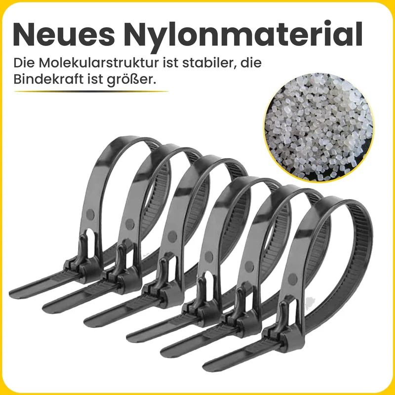 Offgridtec 100 Stk. wiederverschließbare Kabelbinder 7,6×300 mm (schwarz)