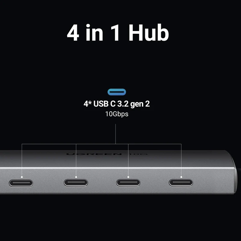 UGREEN USB C Hub 10 Gbps, Adapter mit 4 USB C 3.2 Ports (10cm)