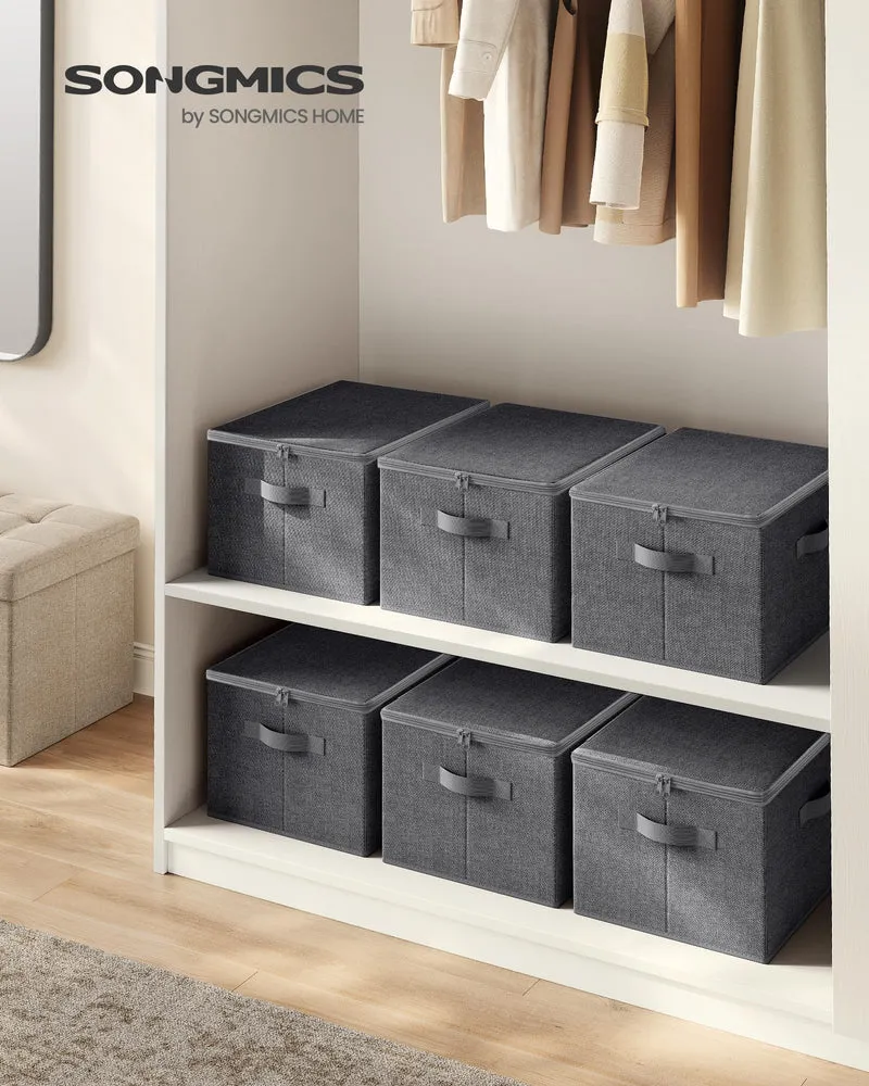 SONGMICS Aufbewahrungsbox mit Deckel, 3er Set, faltbare Stoffbox