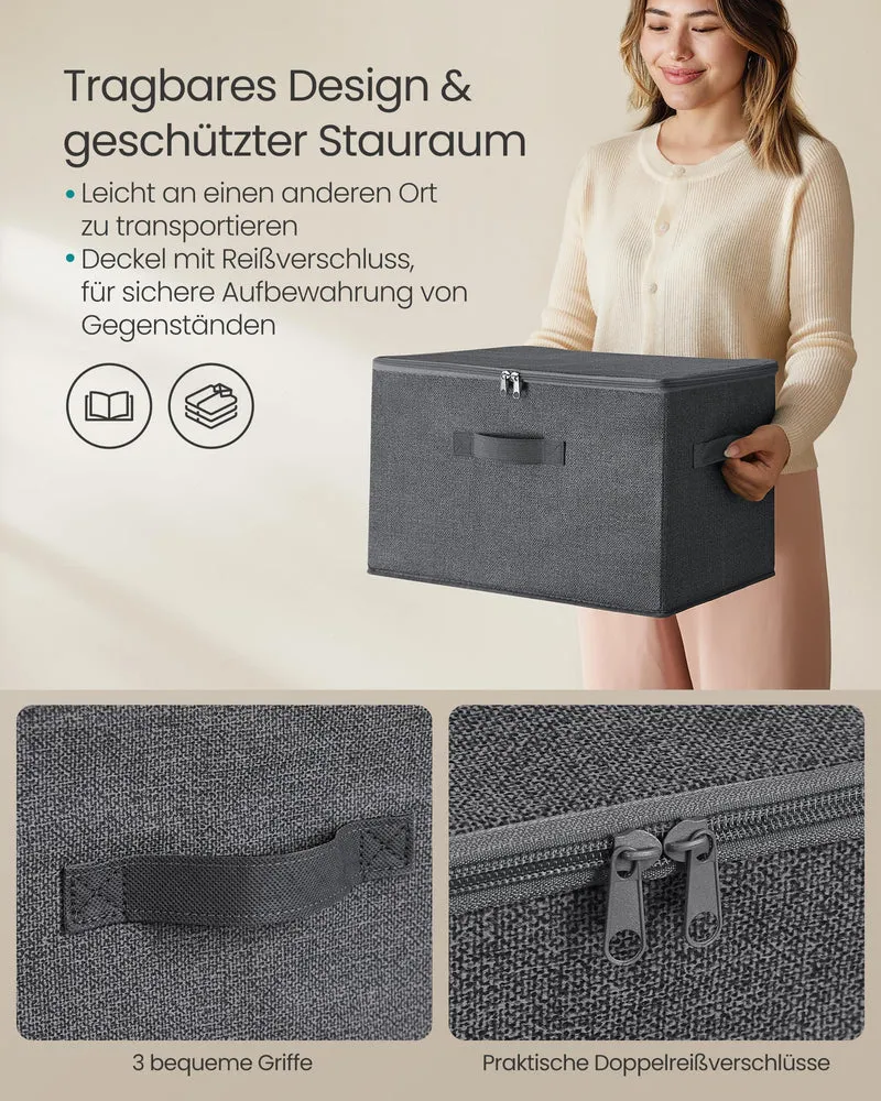SONGMICS Aufbewahrungsbox mit Deckel, 3er Set, faltbare Stoffbox