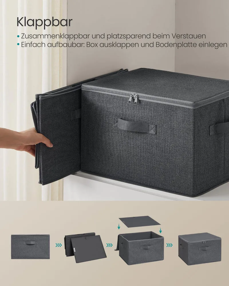 SONGMICS Aufbewahrungsbox mit Deckel, 3er Set, faltbare Stoffbox