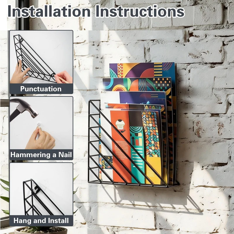 2 Stück Zeitschriftenhalter Wand Magazinhalter aus Metall