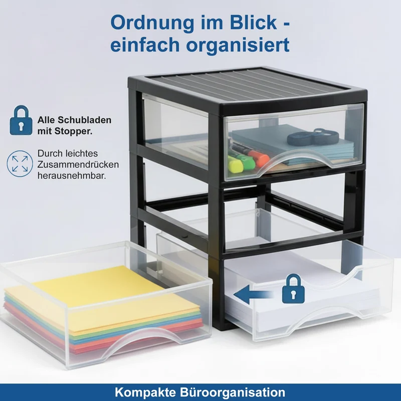 Hausfelder Schubladenbox A4, 4 Schubladen, 36,5x26x36,5cm