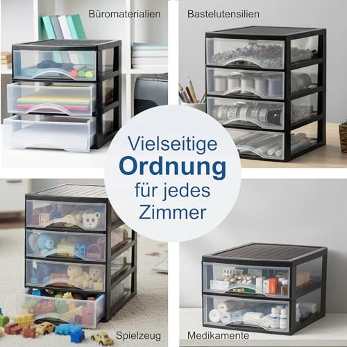 Hausfelder Schubladenbox A4, 4 Schubladen, 36,5x26x36,5cm