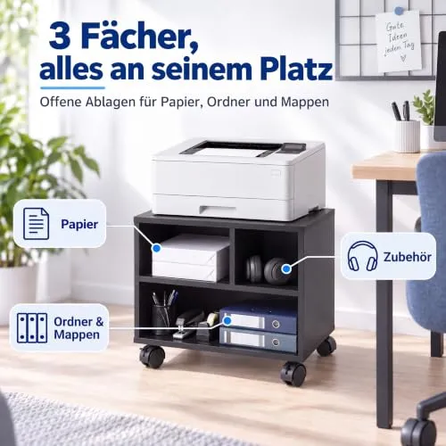 Relaxdays Druckerständer Schreibtisch, HBT: 35x30x40 cm, schwarz