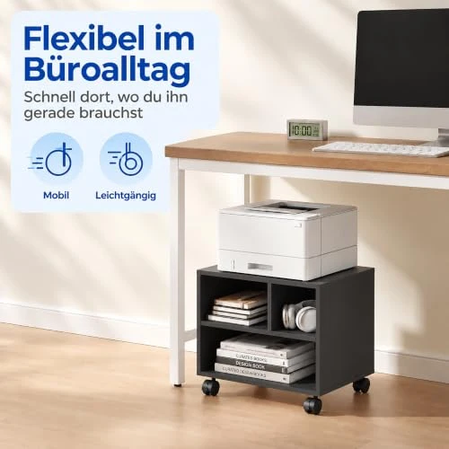 Relaxdays Druckerständer Schreibtisch, HBT: 35x30x40 cm, schwarz