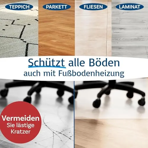 KARAT Bodenschutzmatte für Hartböden - 114 x 200 cm, milchweiß - Fußbodenschutz Bürostuhl Schutzmatte für Parkett Laminat Bodenmatte aus Polypropylen (Revolution)