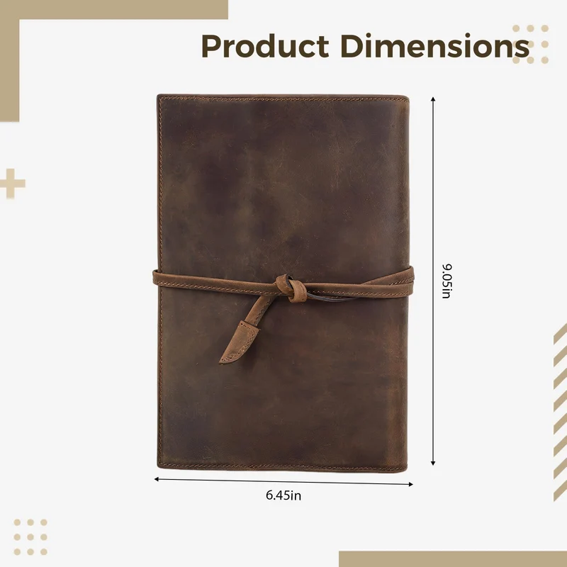Generisch Notebook-Cover aus echtem Leder, A5 Ledereinband 9,06 x 6,46 in für Damen und Herren, nachfüllbarer Retro-Journal-Cover mit Multi-Taschen-Organizer für Büro, Business und Reise, Kaffee