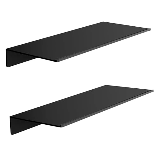 HNVNER Wandregal Schwarz Metall 2 Stück, Kleberegal für Bad Wohnzimmer