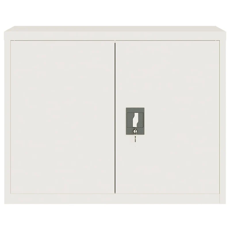 Aktenschrank, Büroschrank abschließbar mit 2 Türen und 1 Einlegeböden, Allzweckschrank Mehrzweckschrank aus Stahl für Home-Office, Weiß 90x40x70 cm