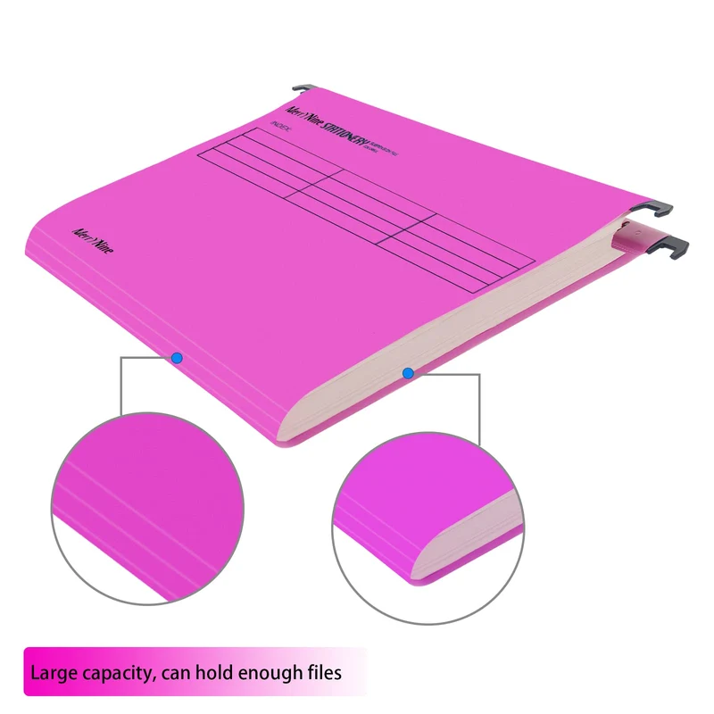 MerryNine A4-Hängemappen, Polypropylen, mit Registerkarten und Karteneinsätzen, für Schule, Zuhause, Arbeit, Büro, Organisation, 15 Stück (Rosa)