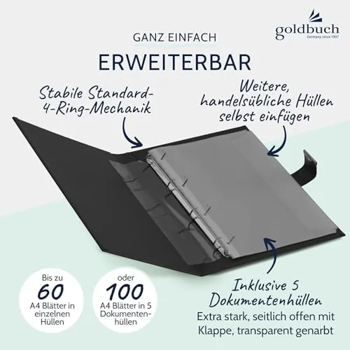 goldbuch 53523 Dokumentenmappe DIN A4 Bologna, Mappe 27,5 x 34 x 4,5 cm