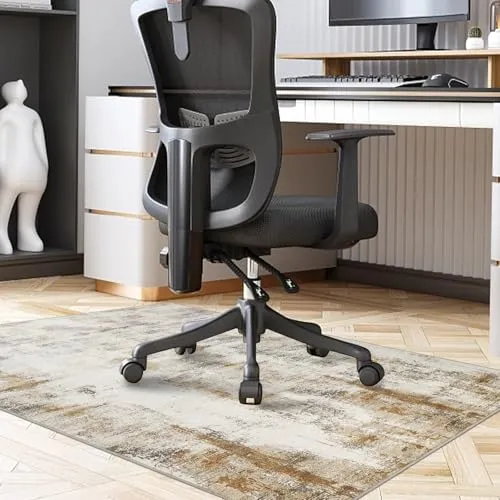 Famibay Bodenschutzmatte Bürostuhl 90x120cm Home Bürostuhl Unterlage Beige Braun Kratzfest Schreibtischstuhl Unterlage für Hartboden Parkett Vinylboden Hohe Dichte rutschfeste Waschbar