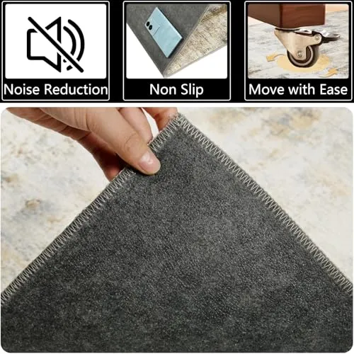 Famibay Bodenschutzmatte Bürostuhl 90x120cm Home Bürostuhl Unterlage Beige Braun Kratzfest Schreibtischstuhl Unterlage für Hartboden Parkett Vinylboden Hohe Dichte rutschfeste Waschbar