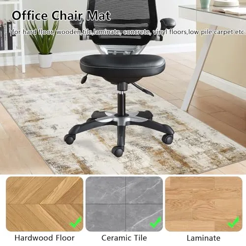 Famibay Bodenschutzmatte Bürostuhl 90x120cm Home Bürostuhl Unterlage Beige Braun Kratzfest Schreibtischstuhl Unterlage für Hartboden Parkett Vinylboden Hohe Dichte rutschfeste Waschbar