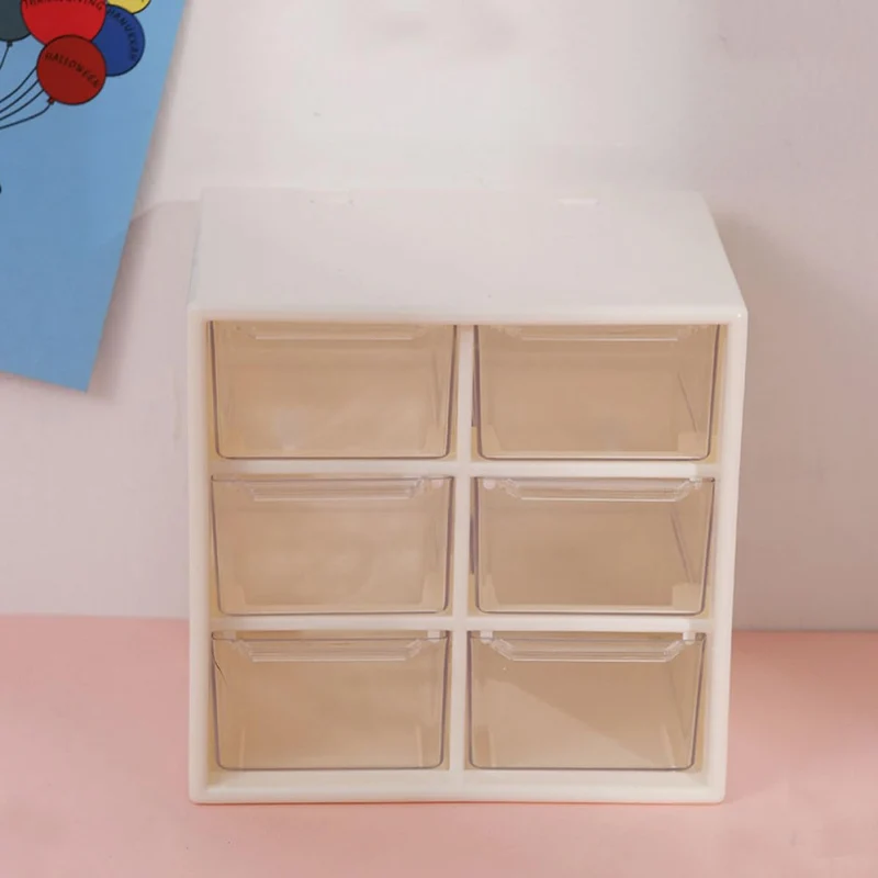 ORFOFE Aufbewahrungsbox Praktische Organisation Kunststoff Weiße mit Schubladen und Sechs Fächern Große Kapazität für Schmuck und Schreibwaren für Schüler und Büro