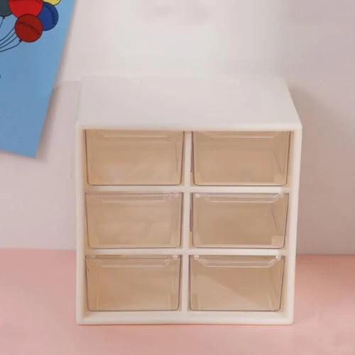 ORFOFE Aufbewahrungsbox Praktische Organisation Kunststoff Weiße mit Schubladen und Sechs Fächern Große Kapazität für Schmuck und Schreibwaren für Schüler und Büro
