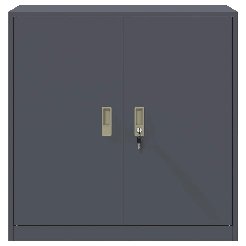 Aufbewahrungsschrank Anthrazit aus Stahl 90 x 40 x 90 cm mit abschließbaren Türen, vielseitiger Büroschrank für Homeoffice und Arbeitszimmer