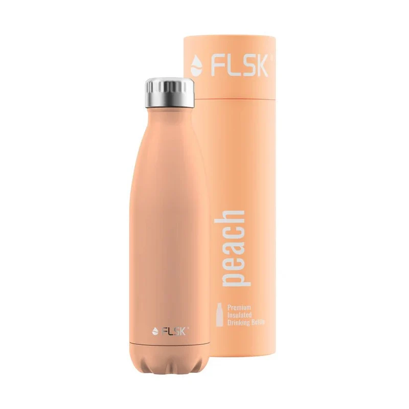 FLSK Trinkflasche aus Edelstahl, peach, 500ml, 25,5cm hoch