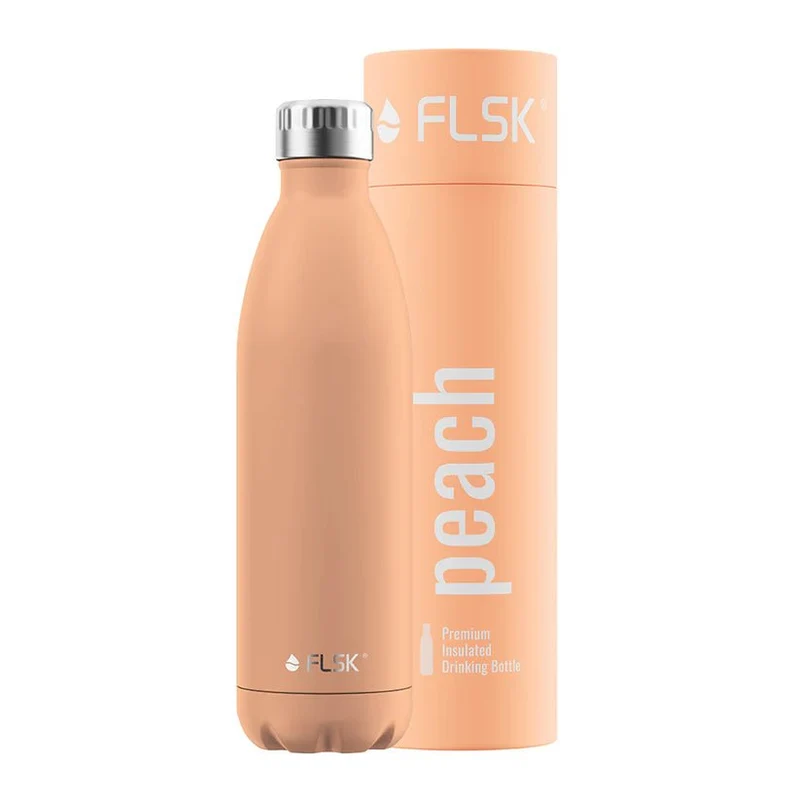 FLSK Trinkflasche aus Edelstahl, peach, 750ml, 28,6cm hoch
