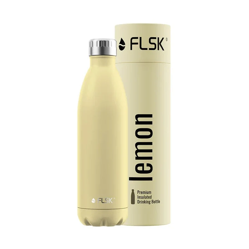 FLSK Trinkflasche aus Edelstahl, lemon, 750ml, 28,6cm hoch