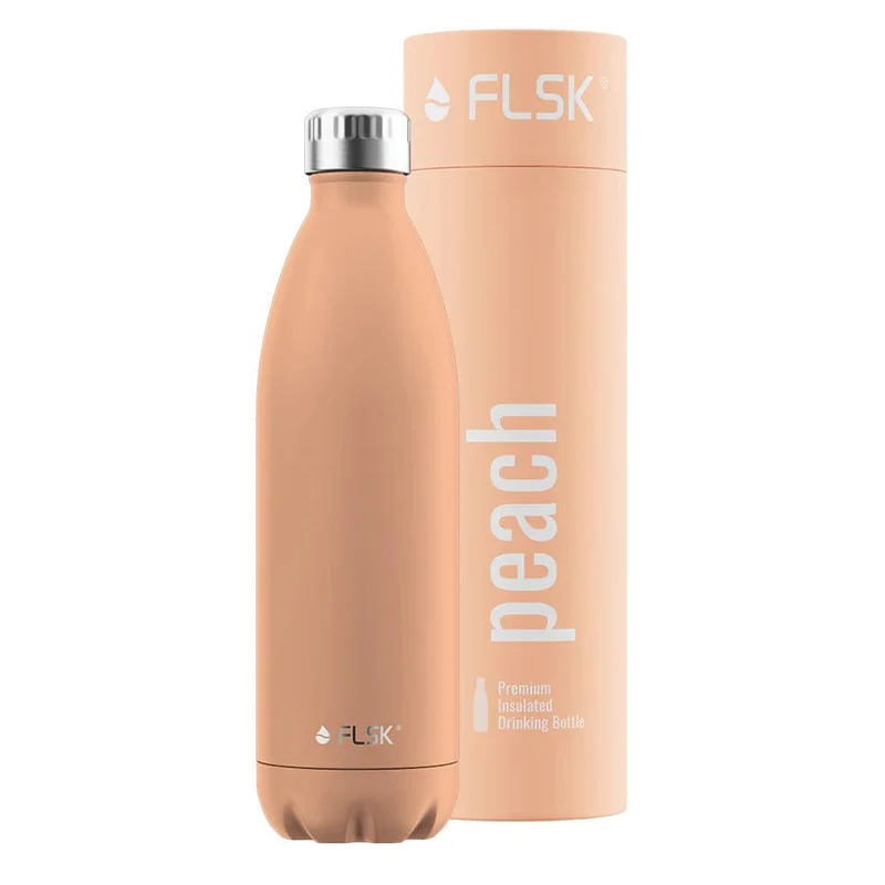 FLSK Trinkflasche aus Edelstahl, peach, 1000ml, 32cm hoch
