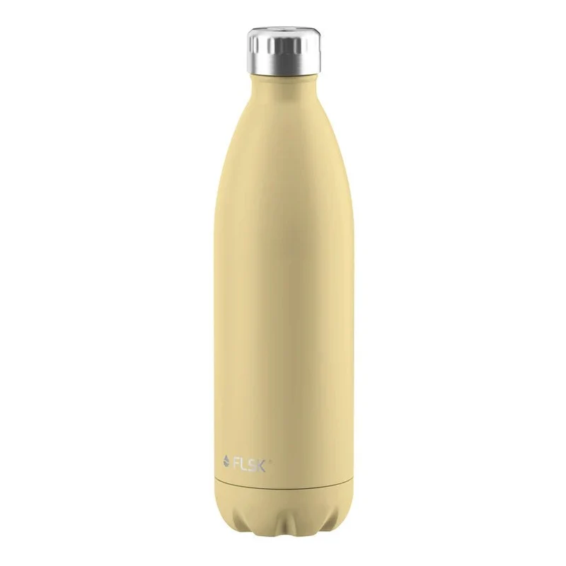 FLSK Trinkflasche aus Edelstahl, lemon, 1000ml, 32cm hoch