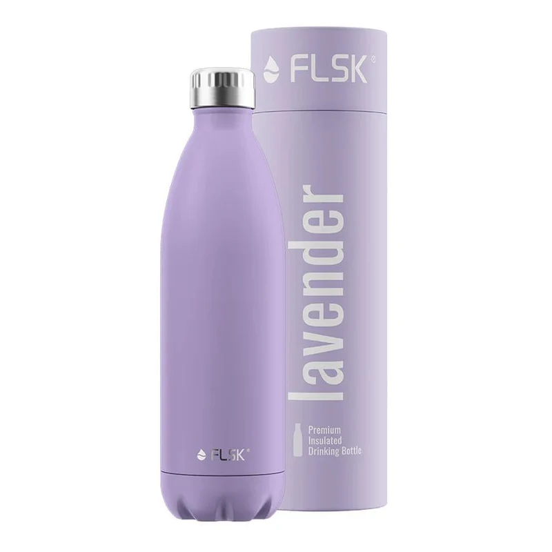FLSK Trinkflasche aus Edelstahl, lavender, 1000ml, 32cm hoch