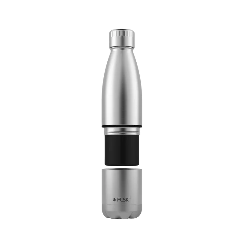 FLSK Trinkflasche mit Becher, stainless, 700ml, 28,8cm hoch