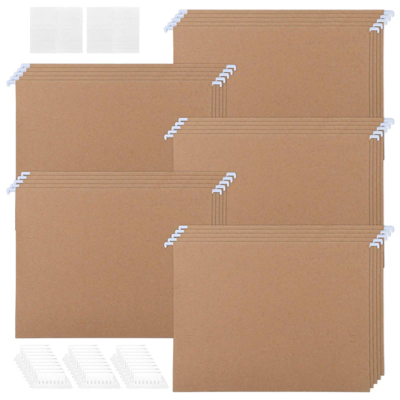 25 Stück Hängeregister A4 Hängemappen Kraftpapier Rot