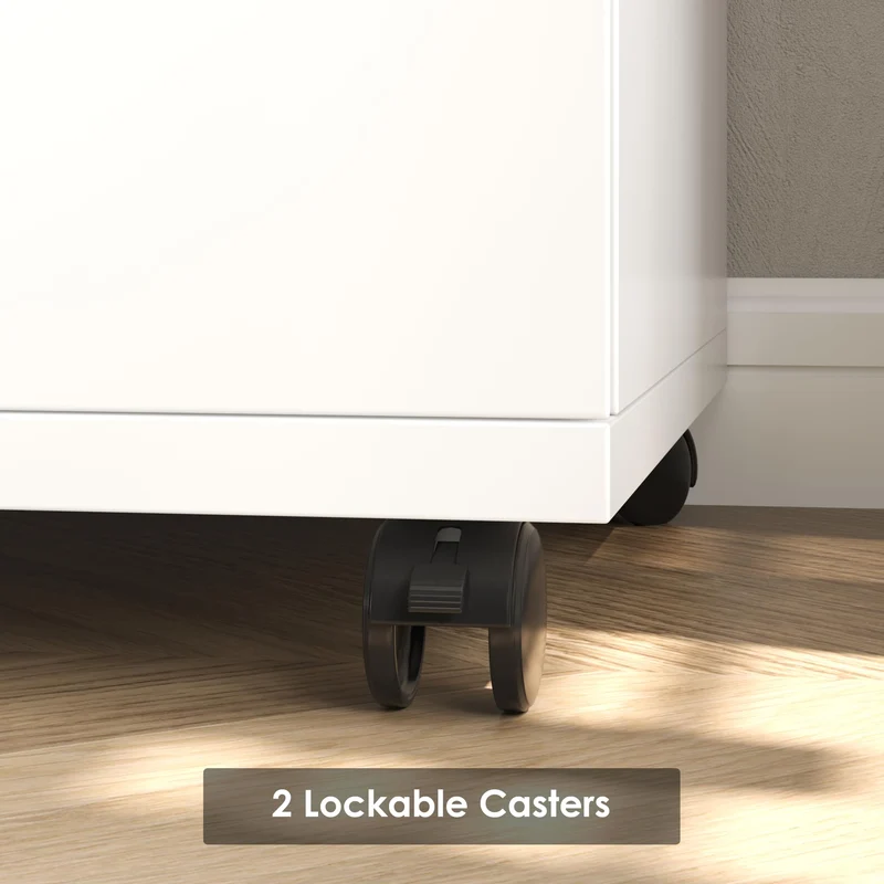 HOCSOK Rollcontainer mit Schubladen, Rollcontainer Schreibtisch mit Rollen, Büroschrank unter dem Schreibtisch für Zuhause und Büro (Weiß)