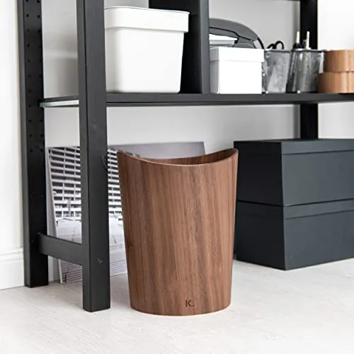 Kazai. Echtholz Papierkorb Börje | Holz Mülleimer für Büro, Kinderzimmer, Schlafzimmer u.m. | 9 Liter | Walnuss