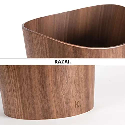 Kazai. Echtholz Papierkorb Börje | Holz Mülleimer für Büro, Kinderzimmer, Schlafzimmer u.m. | 9 Liter | Walnuss