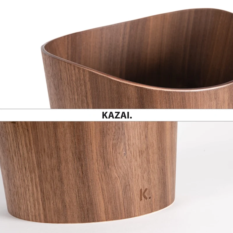 Kazai. Echtholz Papierkorb Börje | Holz Mülleimer für Büro, Kinderzimmer, Schlafzimmer u.m. | 9 Liter | Walnuss