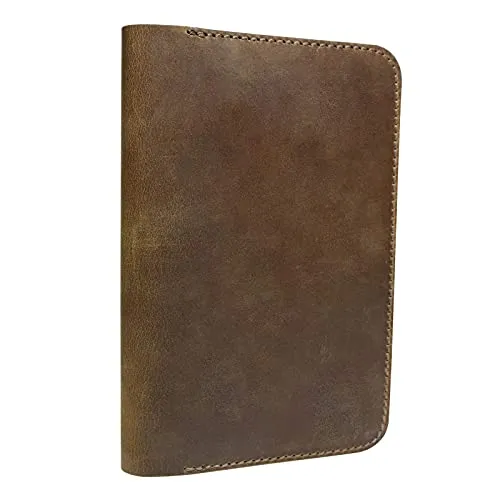 Notizbuch aus Leder für Notizbücher, passend Moleskine Cahier Taschengröße, 8,9 x 14 cm große Notebooks, handgenäht, echtes genarbtes Leder, mehrere Taschen zusätzliche Funktionalität.