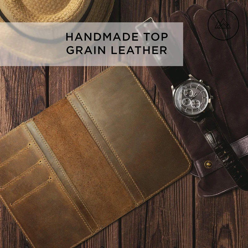 Notizbuch aus Leder für Notizbücher, passend Moleskine Cahier Taschengröße, 8,9 x 14 cm große Notebooks, handgenäht, echtes genarbtes Leder, mehrere Taschen zusätzliche Funktionalität.