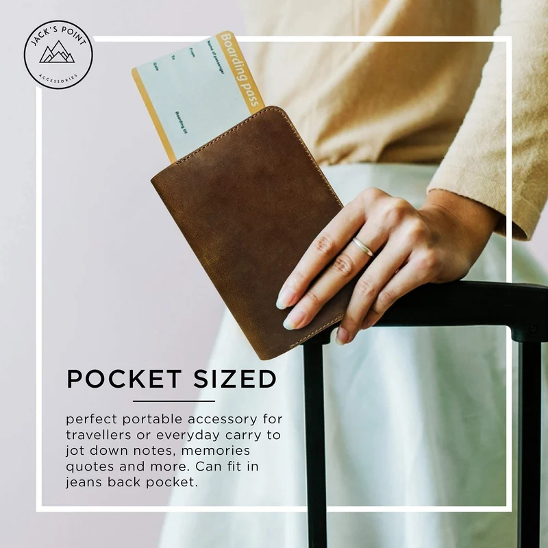 Notizbuch aus Leder für Notizbücher, passend Moleskine Cahier Taschengröße, 8,9 x 14 cm große Notebooks, handgenäht, echtes genarbtes Leder, mehrere Taschen zusätzliche Funktionalität.