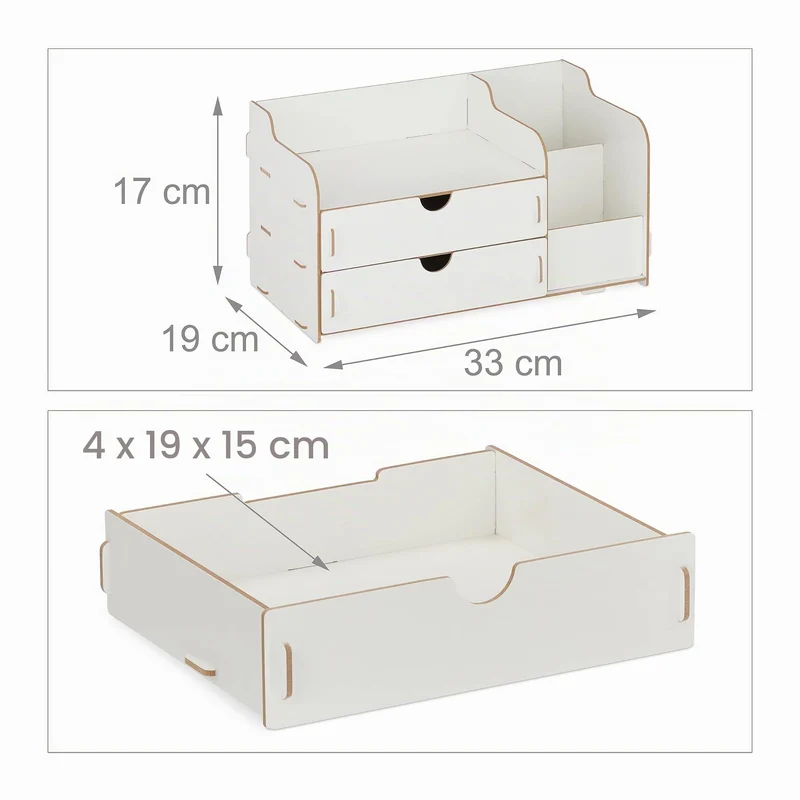 Relaxdays Schreibtisch Organizer MDF, weiß